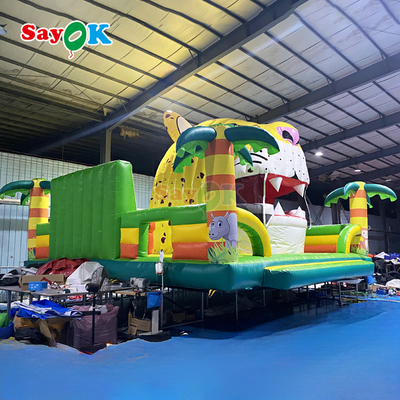 Tiger Jungle Chủ đề Bounce House Inflatable Giant Bouncy Castle cho trẻ em