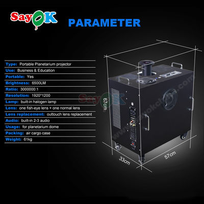 Sayok 6500LM Planetarium bơm di động với bảo hành 1 năm và 4 bánh xe cho chiếu Full Dome HD