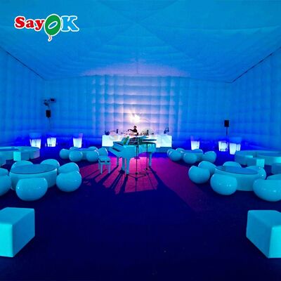 Sayok 20x10m Portable Waterproof Oxford Fabric LED Lighted Inflatable Cube Tent for Party Event Club Rental