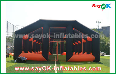 Lều nhà bơm hơi 20m Vải Oxford màu cam và đen Nhà lều khí bơm hơi cho sự kiện ngoài trời