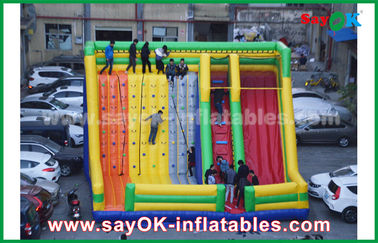 Adult Inflatable Slide 9.5*7.5*6.5m Colorful Inflatable Bouncer Slide With Climbing Wall Cho công viên giải trí