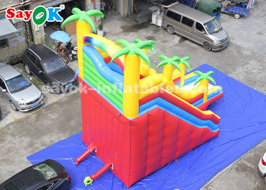 Commercial Inflatable Slide 8*4*7m PVC Cây dừa Inflatable Bouncer Slide với hai máy thổi không khí cho trẻ em