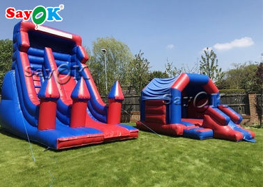 Commercial Inflatable Bouncy Slides Custom Kids Inflatable Bounce House Màu xanh và tím