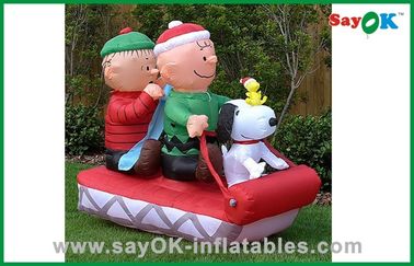 Giáng sinh Inflatable gia đình với con chó trong xe trượt tuyết để trang trí Giáng sinh