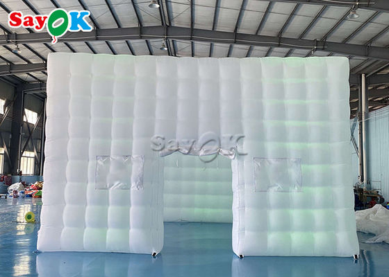 Lều cube bơm 6.5m 21ft Lều không khí bơm Quảng trường Marquee Với đèn ống LED