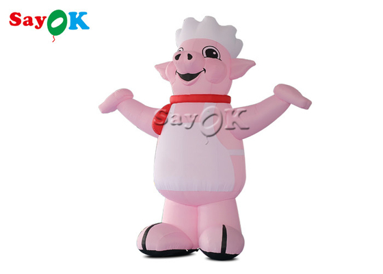 Quả bóng quảng cáo bơm lên 4m 13ft linh vật màu hồng Blow Up Nhân vật phim hoạt hình Lợn nấu ăn Mô hình cho mở cửa nhà hàng