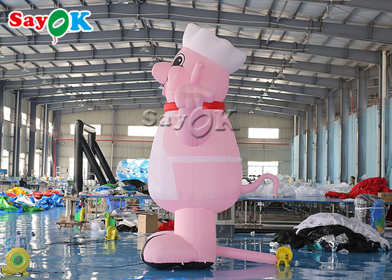 Quả bóng quảng cáo bơm lên 4m 13ft linh vật màu hồng Blow Up Nhân vật phim hoạt hình Lợn nấu ăn Mô hình cho mở cửa nhà hàng