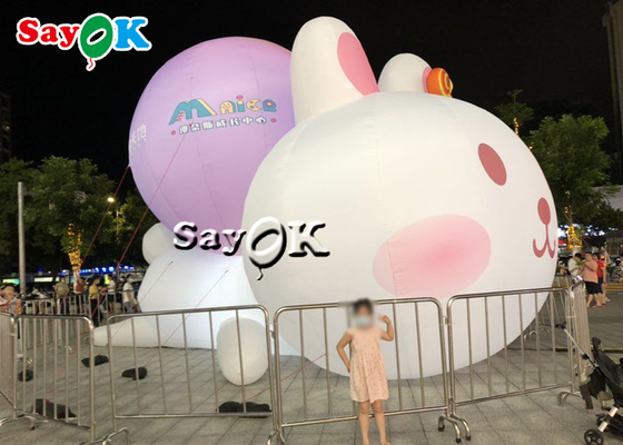 Thỏ thỏ bơm bơm nhân vật hoạt hình với đèn LED RGB trang trí ngoài trời trung tâm mua sắm