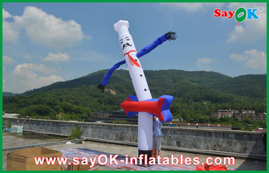Quảng cáo 5m màu xanh trắng Inflatable Air Dancer, Inflatable Air Dancer Nấu Sky