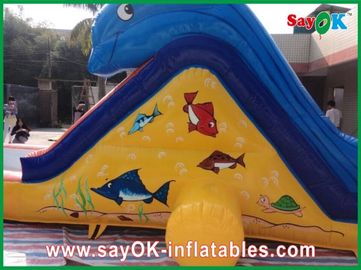 Slide N Slide Ocean Blue Slide Bouncer với chủ đề cá mập hồ bơi