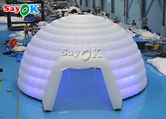Lều mái vòm Igloo bơm hơi màu trắng có đèn Led cho các sự kiện đám cưới