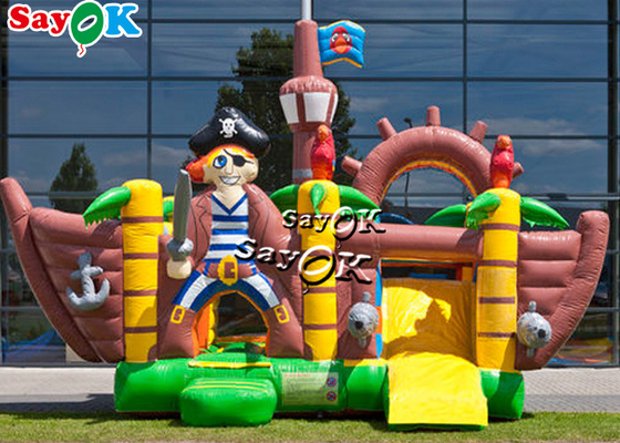 Pirate Jump Castle ngoài trời Tấm bạt lò xo bơm hơi có cầu trượt cho trẻ em
