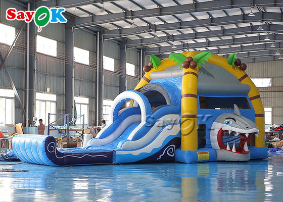 Cá mập có chủ đề bơm hơi Bounce House Sân chơi dành cho trẻ em có cầu trượt
