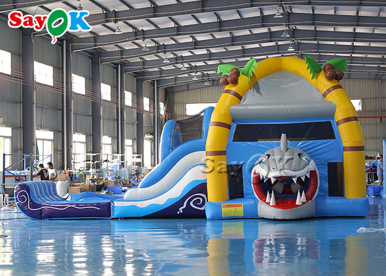 Cá mập có chủ đề bơm hơi Bounce House Sân chơi dành cho trẻ em có cầu trượt
