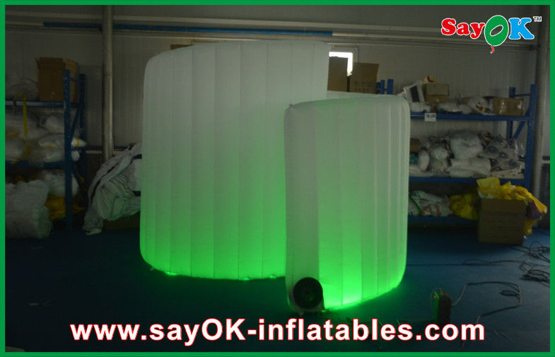 Photo Booth Đèn Led Quảng cáo Xoắn ốc Photobooth Bơm hơi Trắng Di động Với Vải Oxford