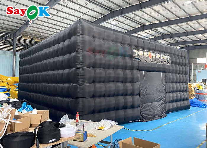 Lều ngoài trời bơm nổi Đường chơi disco Đen nhà cube Blow Up Nightclub Lều với ánh sáng Lều tiệc bơm nổi