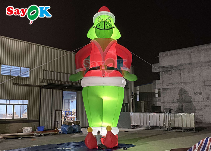 Giant Inflatable Dog Cartoon Characters Inflatable Grinch Balloon Giáng sinh để trang trí