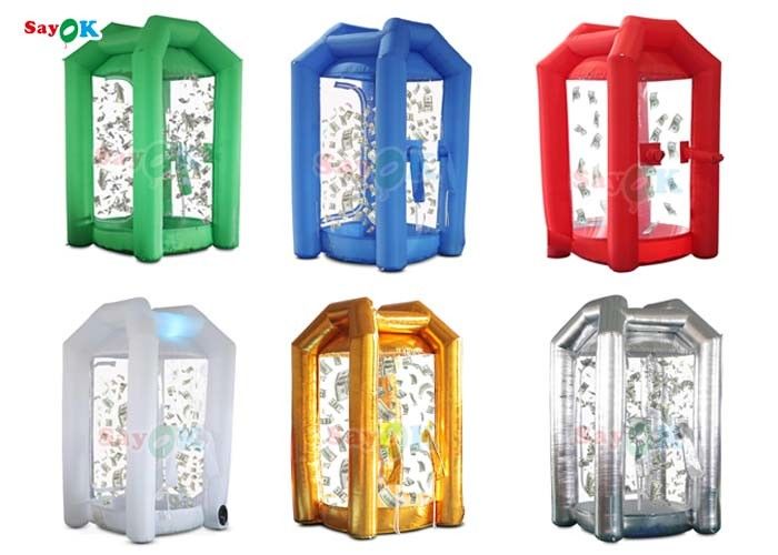 Tarpaulin Bánh bơm tiền mặt Money Cube Grab Machine Money Blowing Booth Đối với quảng cáo sự kiện