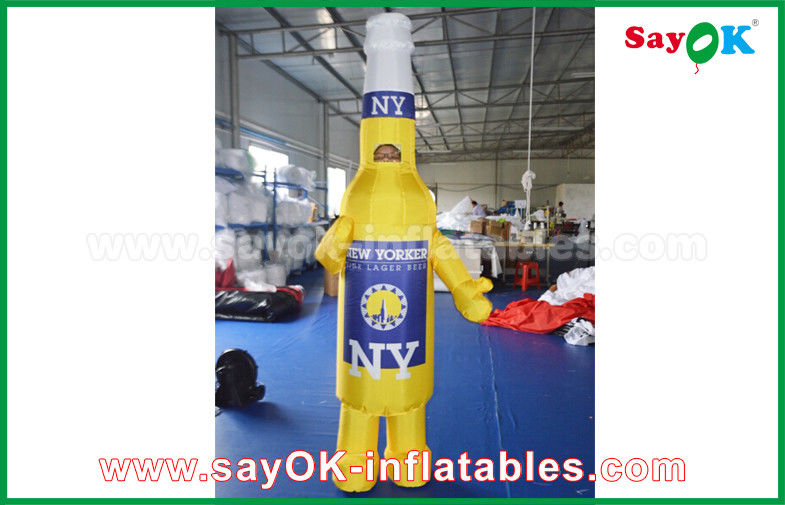 Blow Up nhân vật hoạt hình tùy chỉnh màu vàng / xanh Đèn cầm tay nhân vật hoạt hình bơm lên cho quảng cáo thương mại