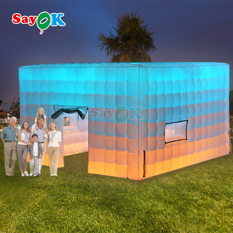 Tùy chỉnh White Square LED Light Tents Camping Party Event Bán trại bơm để thuê