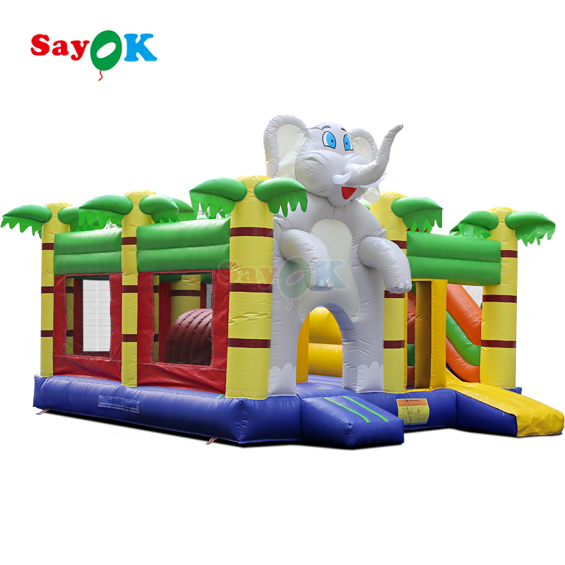 Sayok Voi Rừng Chủ Đề Bơm Hơi Nhà Banh Kết Hợp Lâu Đài Bơm Hơi cho Trẻ Em