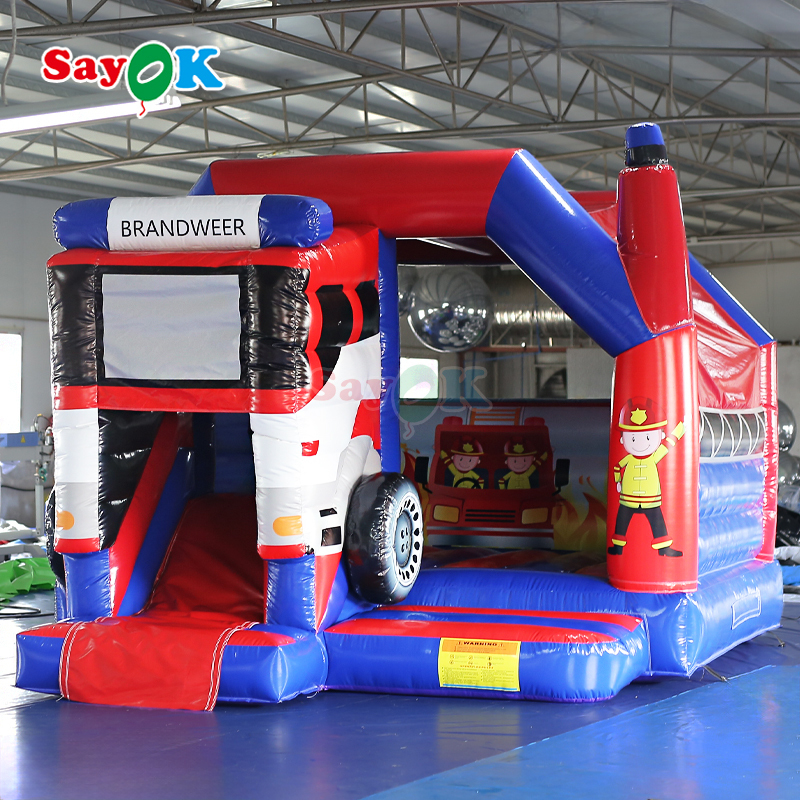 Brandweer Chủ đề Slide nổi Bounce House Combo Cỗ xe cứu hỏa Tháp nổi cho trẻ em