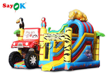 Tổ hợp động vật cho trẻ em 5,5x5x4,4m Nhà Bounce Bơm hơi có cầu trượt