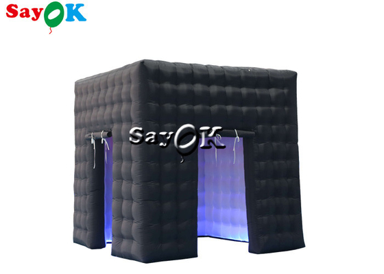 Lều tiệc bơm hơi 3mH 9,84FT Black Inflatable Cube Double Door Photo Booth With LED