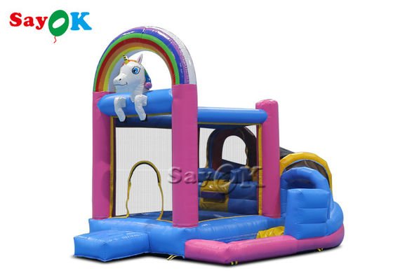 Trẻ em nhỏ PVC Unicorn bơm hơi Bounce House trong nhà Thổi lên tấm bạt lò xo