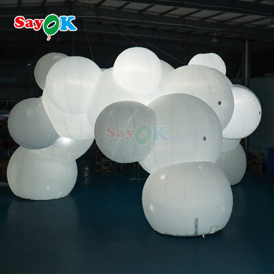 Lều hơi bơm hơi hình đám mây lớn 12m x 7m có đèn LED và logo tùy chỉnh cho sự kiện ngoài trời