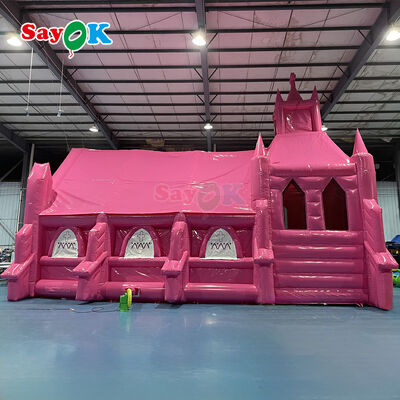 Lều nhà thờ bơm hơi chống cháy màu hồng tùy chỉnh chống tia cực tím cho sự kiện đám cưới ngoài trời