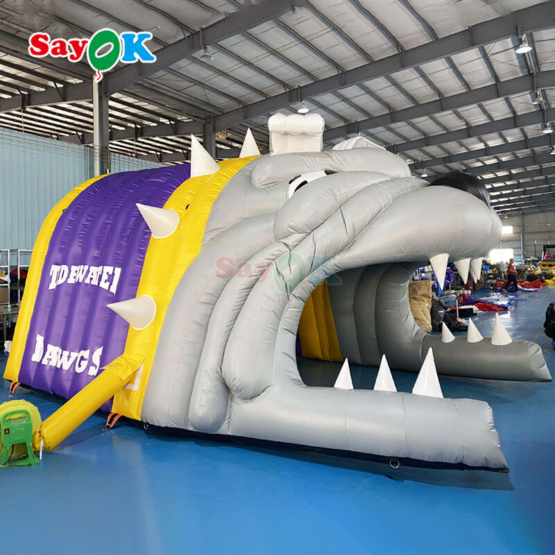 Lều đường hầm bơm hơi hình Bulldog tùy chỉnh logo chống cháy và chống tia UV cho thể thao bóng đá ngoài trời